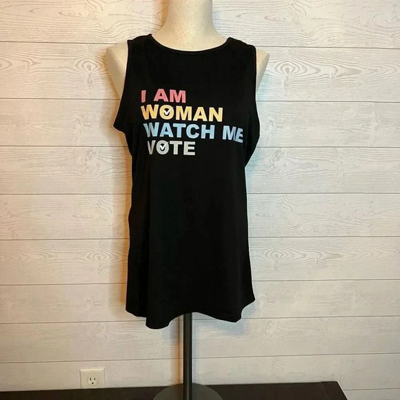 “I Am Woman Watch Me Vote” black tank top Size large - Picture 2 of 6
